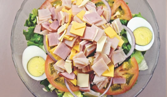 Chef salad with ham, cheese and egg